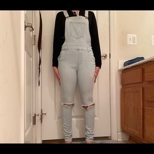 Light wash overalls